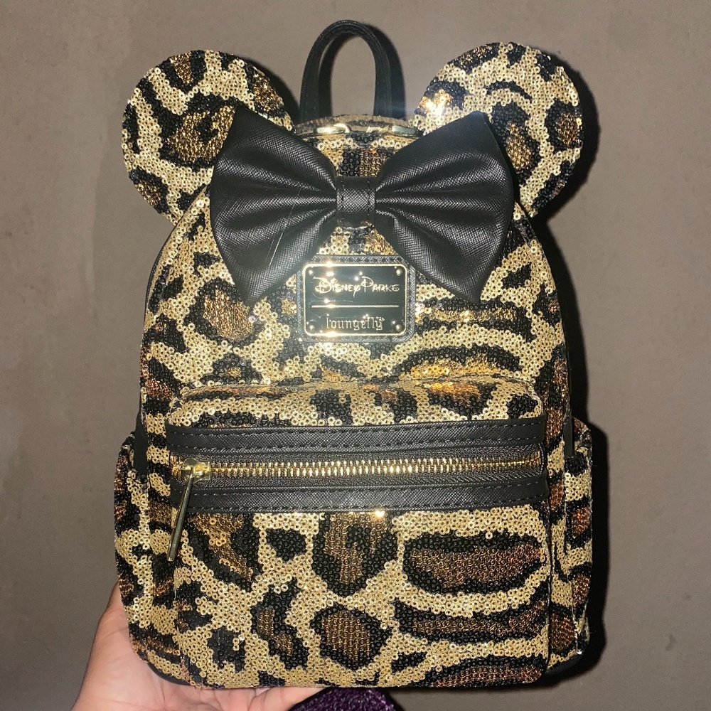BNWT DisneyParks Loungefly Leopard Sequin Mini Backpack